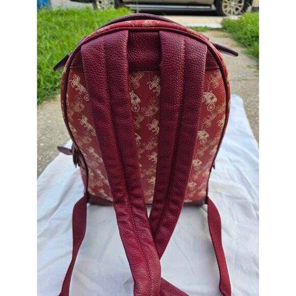 Coach Barrow Backpack Horse and Carriage Varsity Stripe Red  Leather Bag main image 8